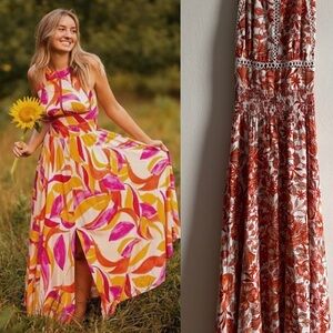 Anthropologie Abel The Label Sz XS Halter Floral Resort Vacation Maxi Dress